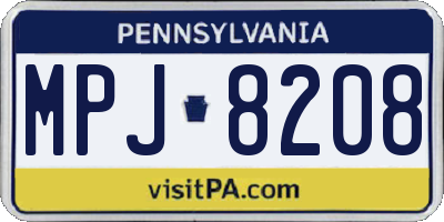 PA license plate MPJ8208