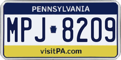 PA license plate MPJ8209