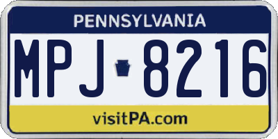 PA license plate MPJ8216