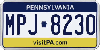 PA license plate MPJ8230