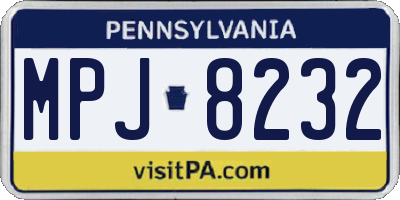 PA license plate MPJ8232