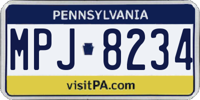 PA license plate MPJ8234