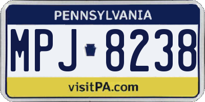 PA license plate MPJ8238