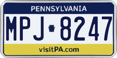 PA license plate MPJ8247