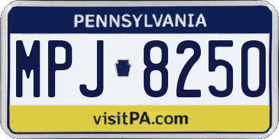 PA license plate MPJ8250