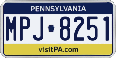 PA license plate MPJ8251