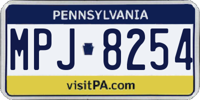 PA license plate MPJ8254