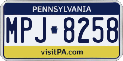 PA license plate MPJ8258