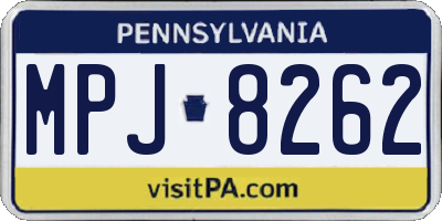 PA license plate MPJ8262
