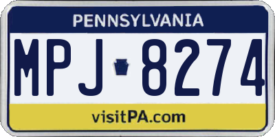 PA license plate MPJ8274