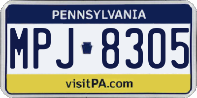 PA license plate MPJ8305