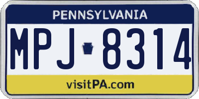 PA license plate MPJ8314