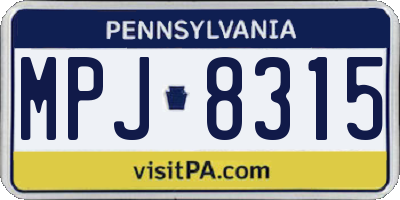 PA license plate MPJ8315