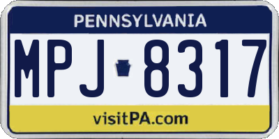 PA license plate MPJ8317