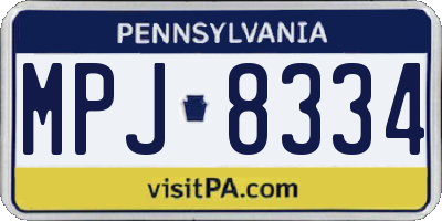 PA license plate MPJ8334