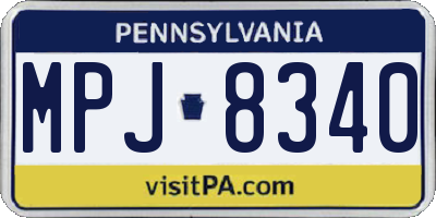PA license plate MPJ8340