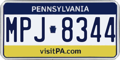PA license plate MPJ8344