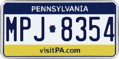 PA license plate MPJ8354