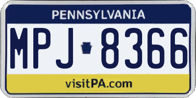 PA license plate MPJ8366
