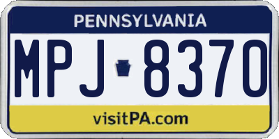 PA license plate MPJ8370