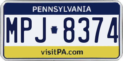 PA license plate MPJ8374