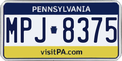 PA license plate MPJ8375