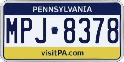 PA license plate MPJ8378