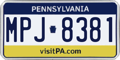 PA license plate MPJ8381