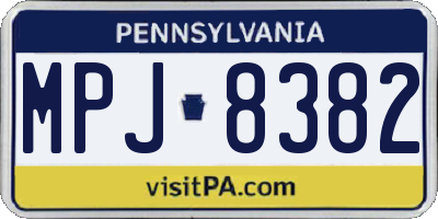 PA license plate MPJ8382