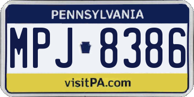 PA license plate MPJ8386