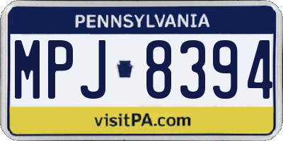 PA license plate MPJ8394