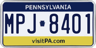PA license plate MPJ8401