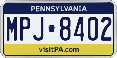 PA license plate MPJ8402