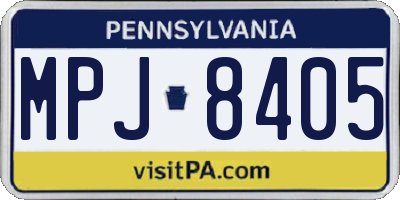 PA license plate MPJ8405