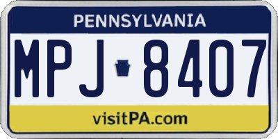 PA license plate MPJ8407