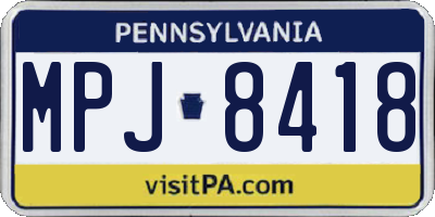 PA license plate MPJ8418