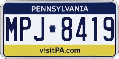 PA license plate MPJ8419