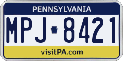 PA license plate MPJ8421