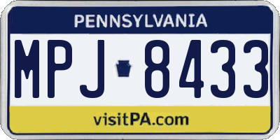 PA license plate MPJ8433