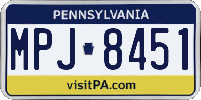 PA license plate MPJ8451