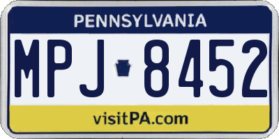 PA license plate MPJ8452
