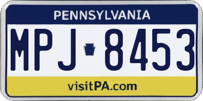PA license plate MPJ8453