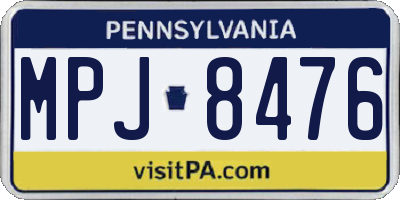 PA license plate MPJ8476