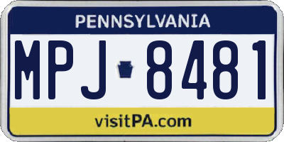 PA license plate MPJ8481