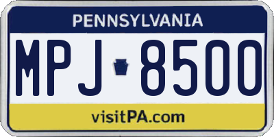 PA license plate MPJ8500