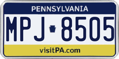 PA license plate MPJ8505