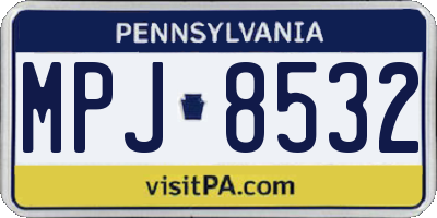 PA license plate MPJ8532