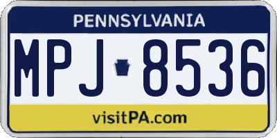 PA license plate MPJ8536