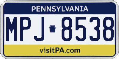 PA license plate MPJ8538