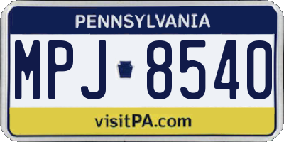 PA license plate MPJ8540